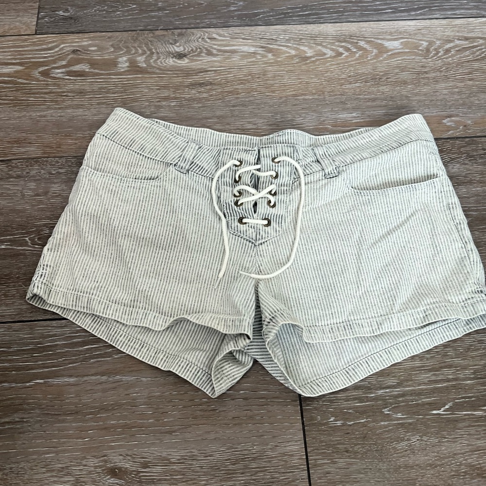 Selena Gomez Striped Shorts - Gray